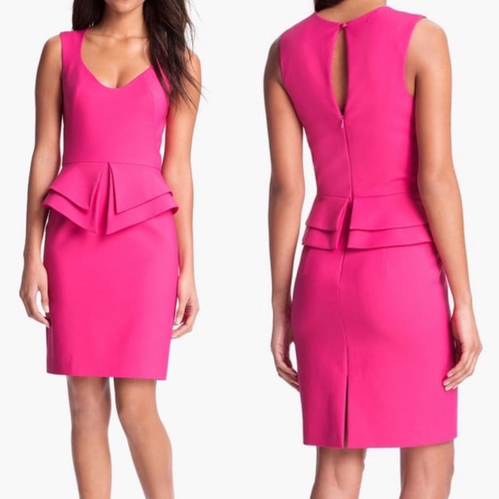 Black Halo  Valentina Peplum Mini Dress Pink